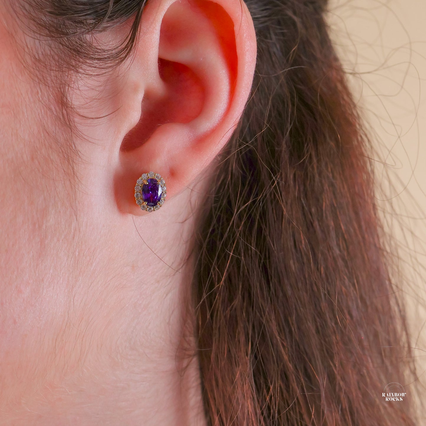 Odessa Amethyst Oval Earrings 14K Gold Vermeil