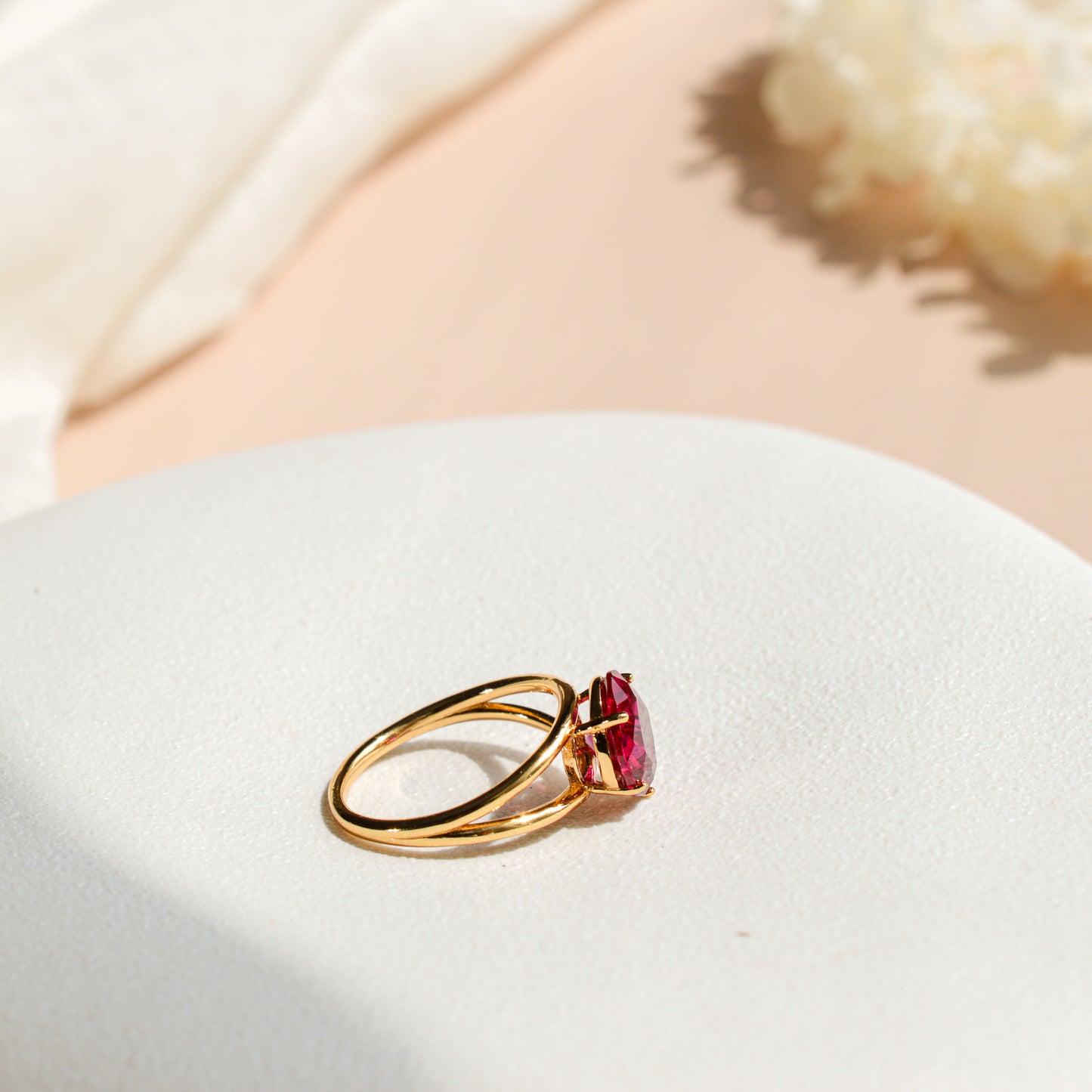 Faceted Ruby Ring Gold Vermeil