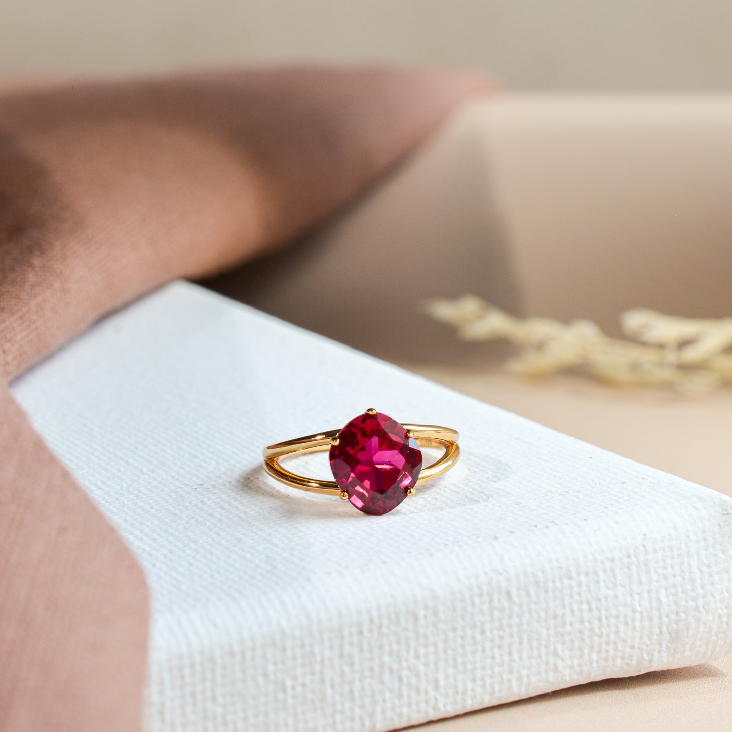 Faceted Ruby Ring Gold Vermeil