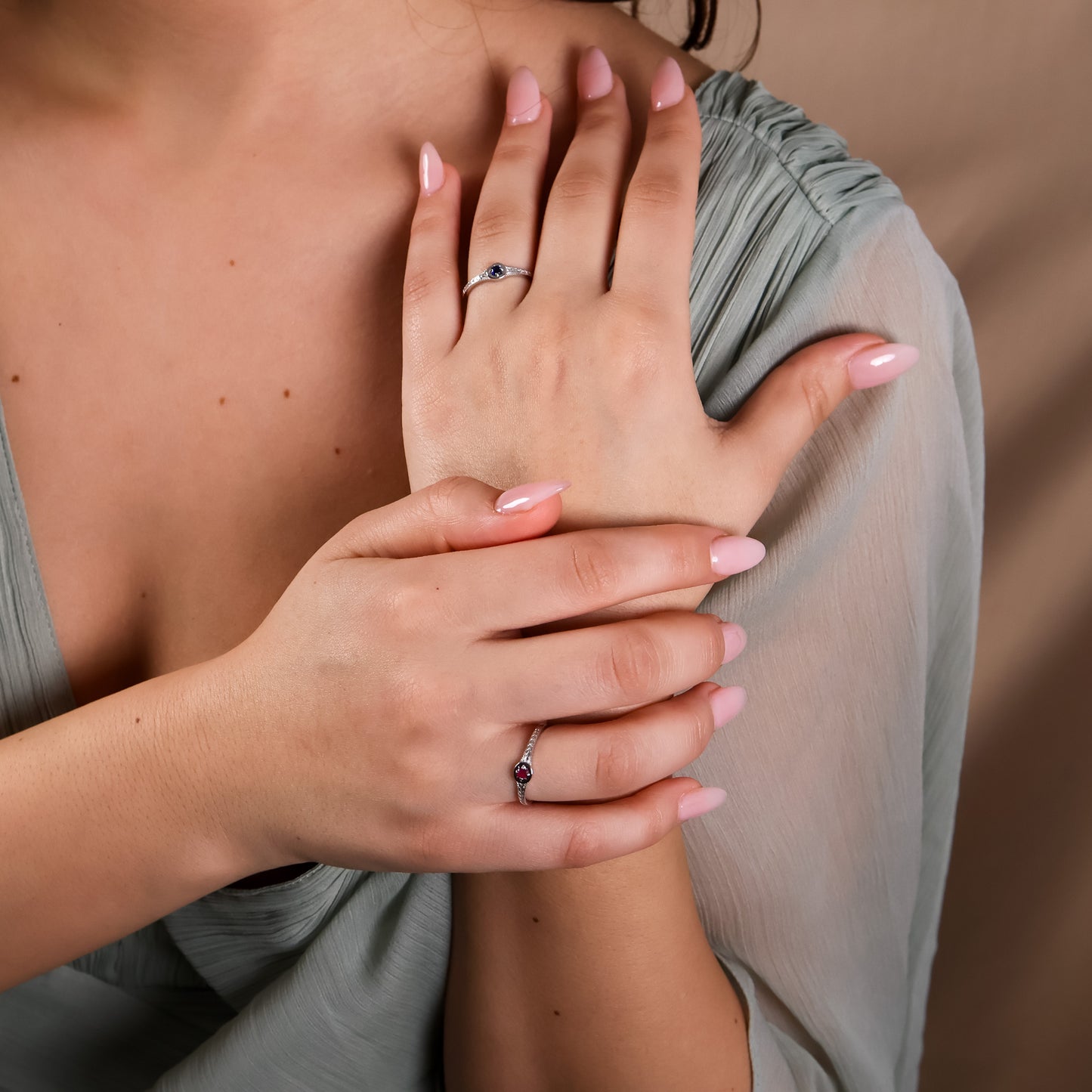 Starlight Genuine Blue Sapphire Mini Star Signet Ring