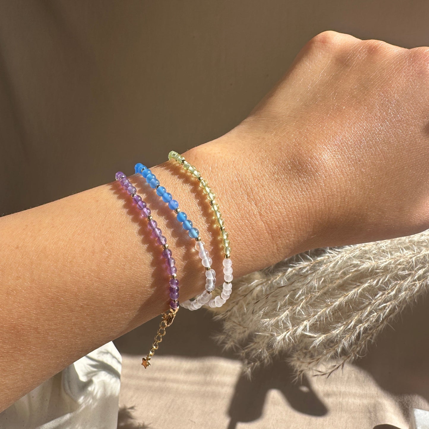 Natural Amethyst and Peridot Bracelet