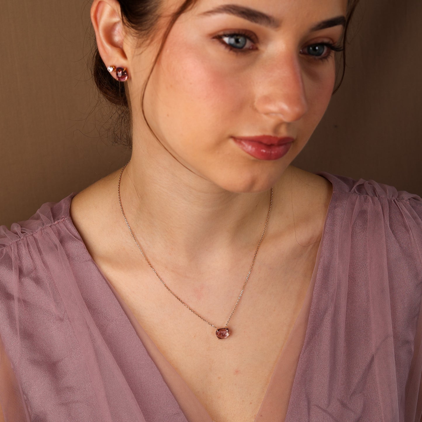 Aria Natural Pink Amethyst Necklace 14K Gold Vermeil