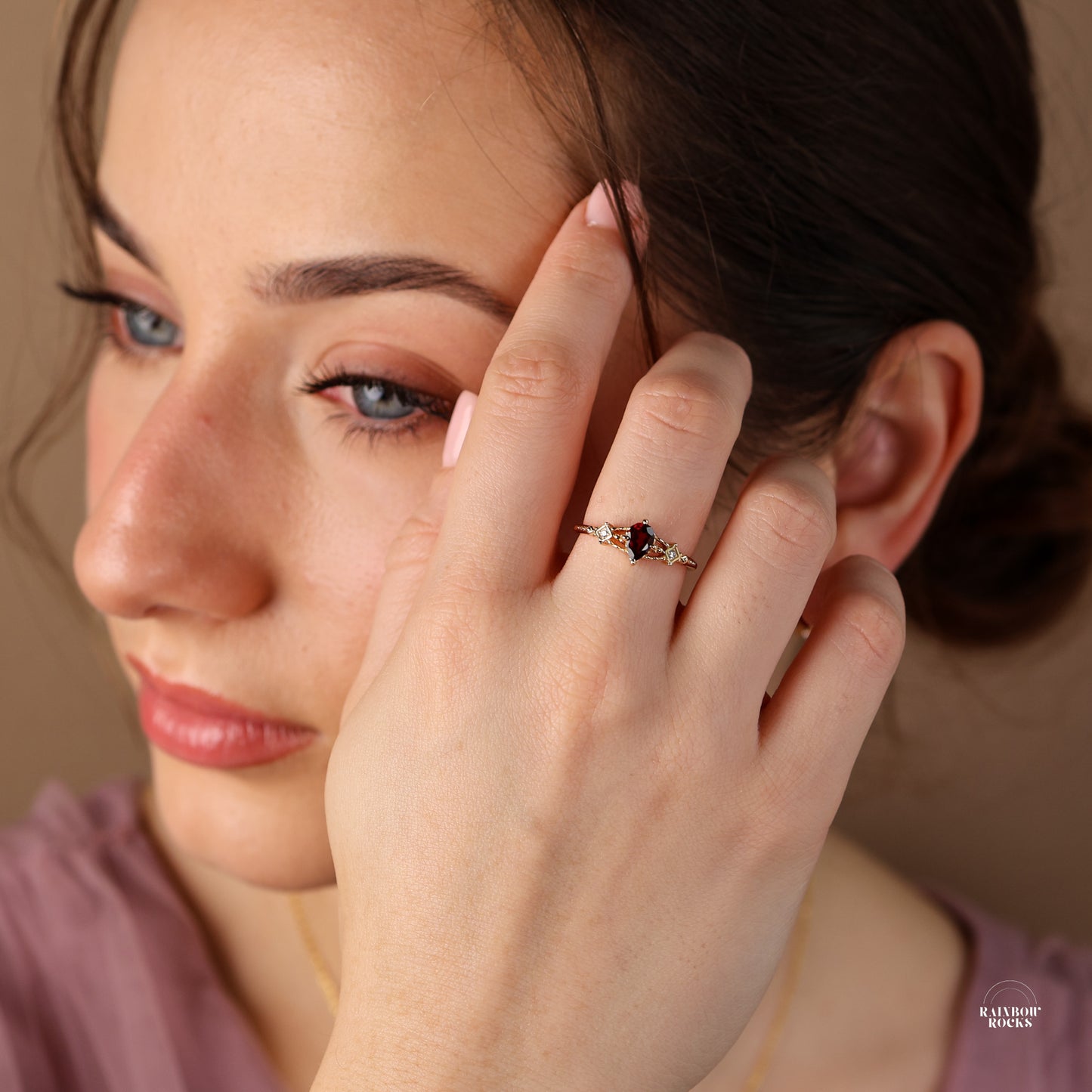 Roselie Natural Garnet Ring 14K Gold