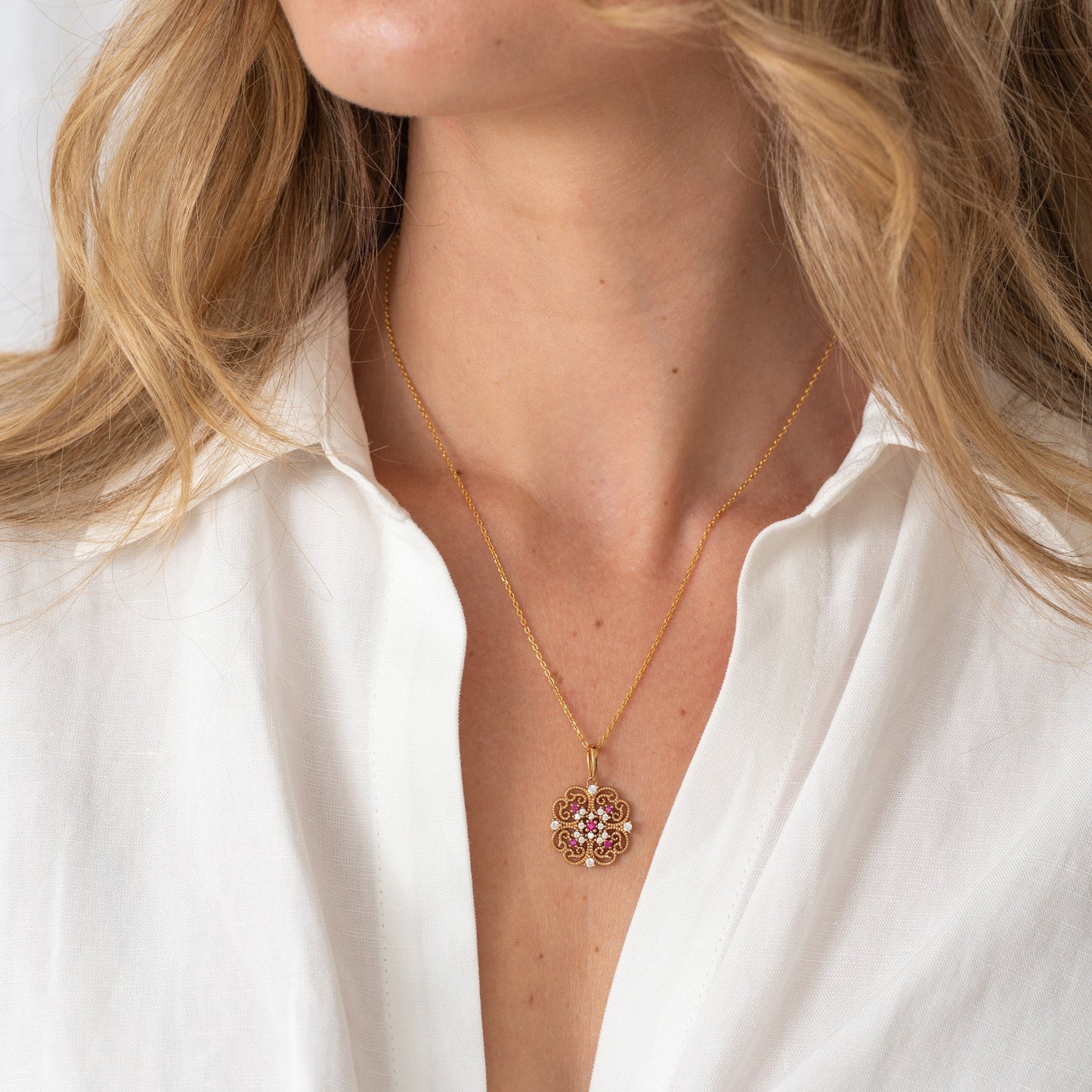 Amelia Natural Emerald Gold Vermeil Necklace