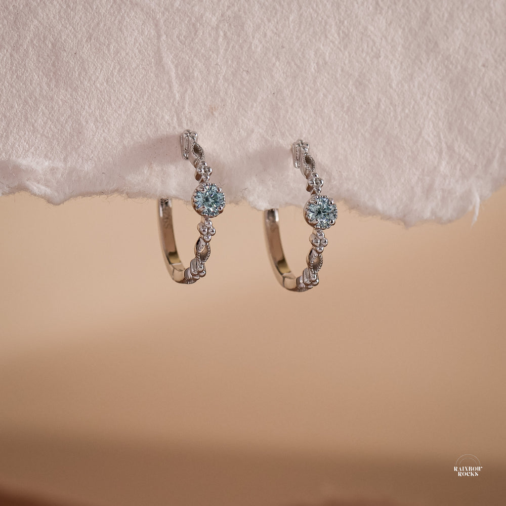 Holly Natural Aquamarine Hoop Earrings 14K Gold Vermeil