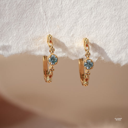 Holly Natural Aquamarine Hoop Earrings 14K Gold Vermeil