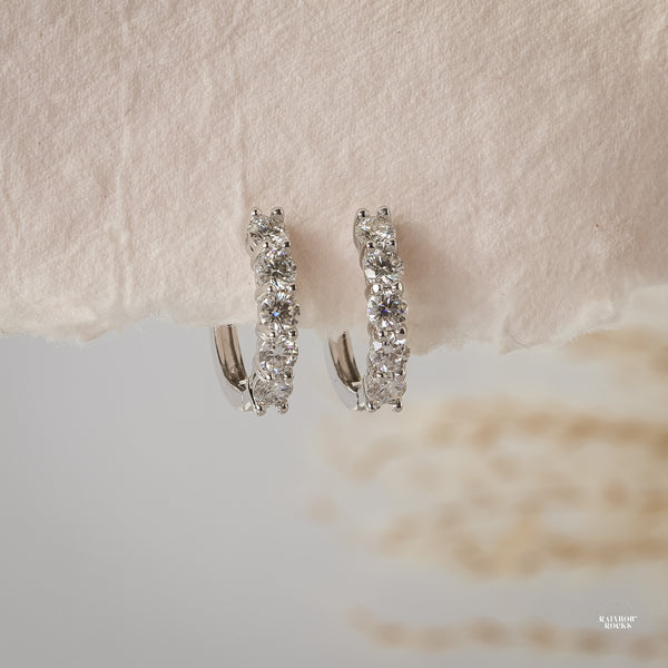 Scarlett Genuine Moissanite Huggie Earring - Rainbow Rocks Jewellery