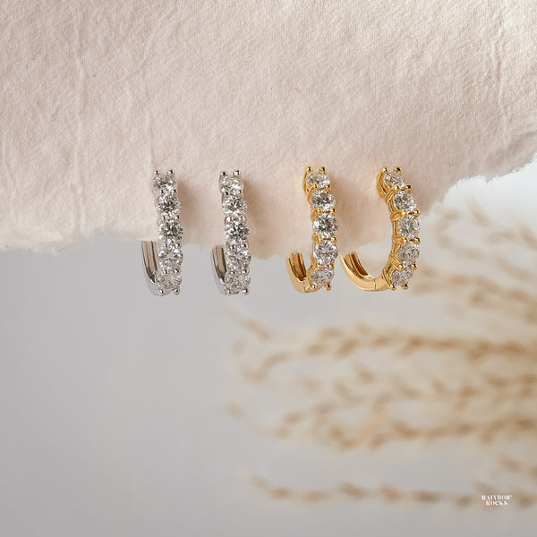 Scarlett Genuine Moissanite Huggie Earring - Rainbow Rocks Jewellery