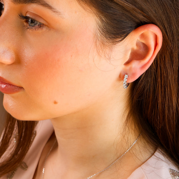 Scarlett Genuine Moissanite Huggie Earring - Rainbow Rocks Jewellery