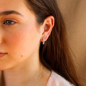 Scarlett Genuine Moissanite Huggie Earring - Rainbow Rocks Jewellery