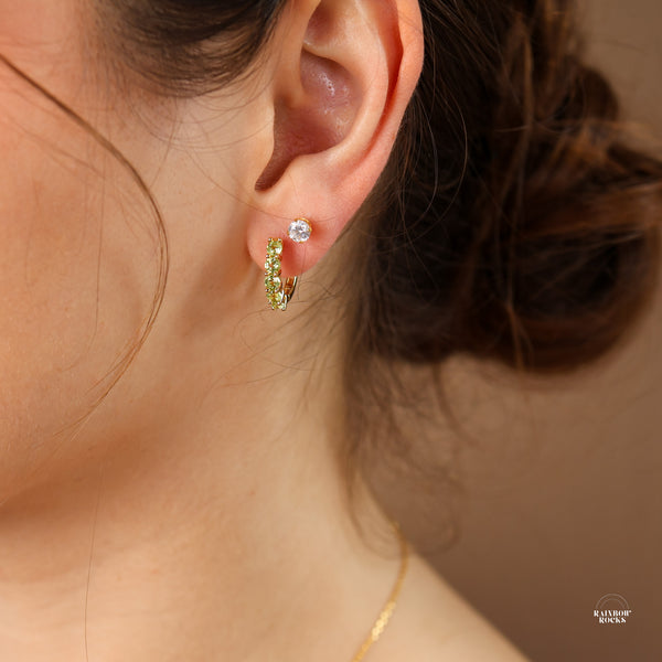Scarlett Genuine Moissanite Huggie Earring - Rainbow Rocks Jewellery