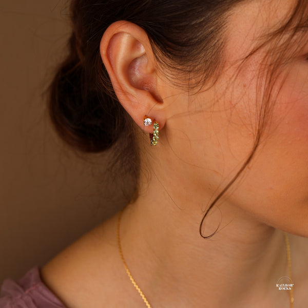 Scarlett Genuine Moissanite Huggie Earring - Rainbow Rocks Jewellery