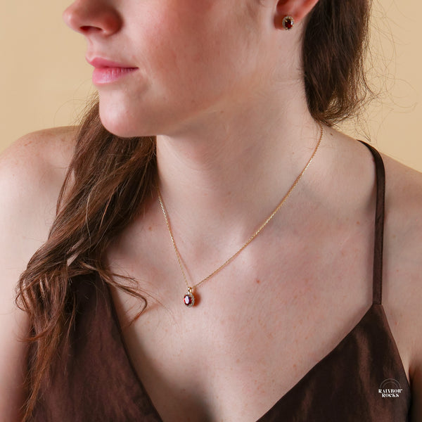 Odessa Genuine Ruby Necklace 14K Gold Vermeil - Rainbow Rocks Jewellery