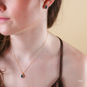 Odessa Blue Sapphire Oval Necklace - Rainbow Rocks Jewellery
