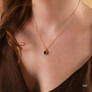 Odessa Blue Sapphire Oval Necklace - Rainbow Rocks Jewellery