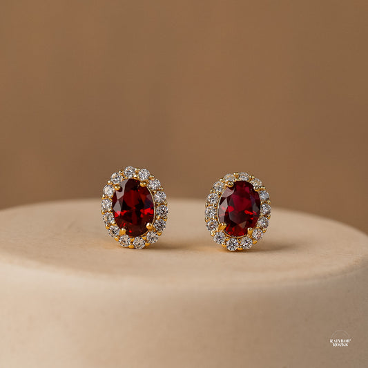Odessa Genuine Ruby Oval Earrings 14K Gold Vermeil