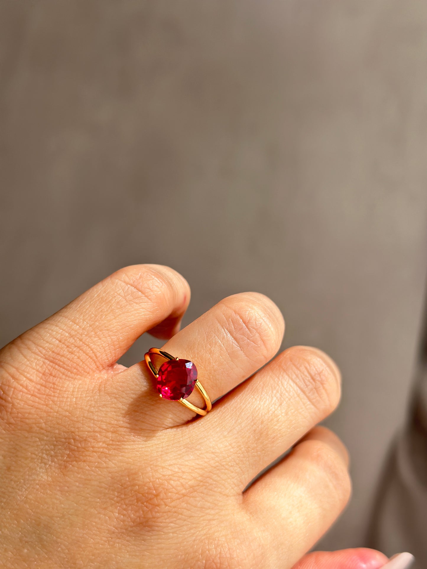 Faceted Ruby Ring Gold Vermeil