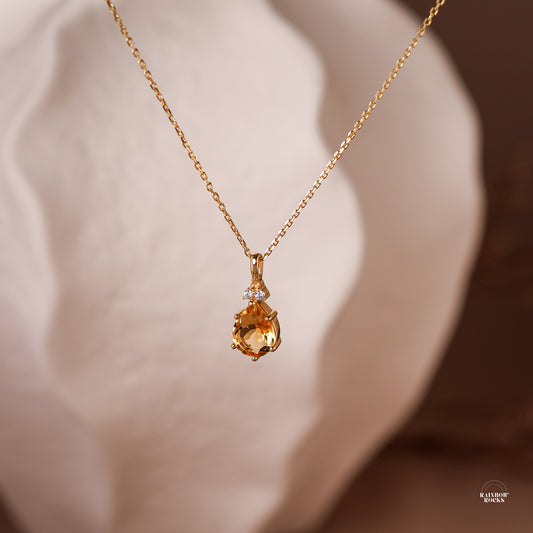 Layla Natural Citrine Necklace 14K Gold Vermeil