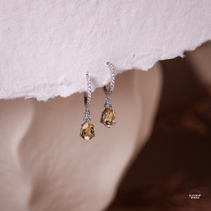 Layla Natural Citrine Hoop Earrings 14K Gold Vermeil - Rainbow Rocks Jewellery