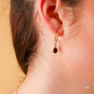 Layla Garnet Birthstone Hoop Earrings 14K Gold Vermeil - Rainbow Rocks Jewellery