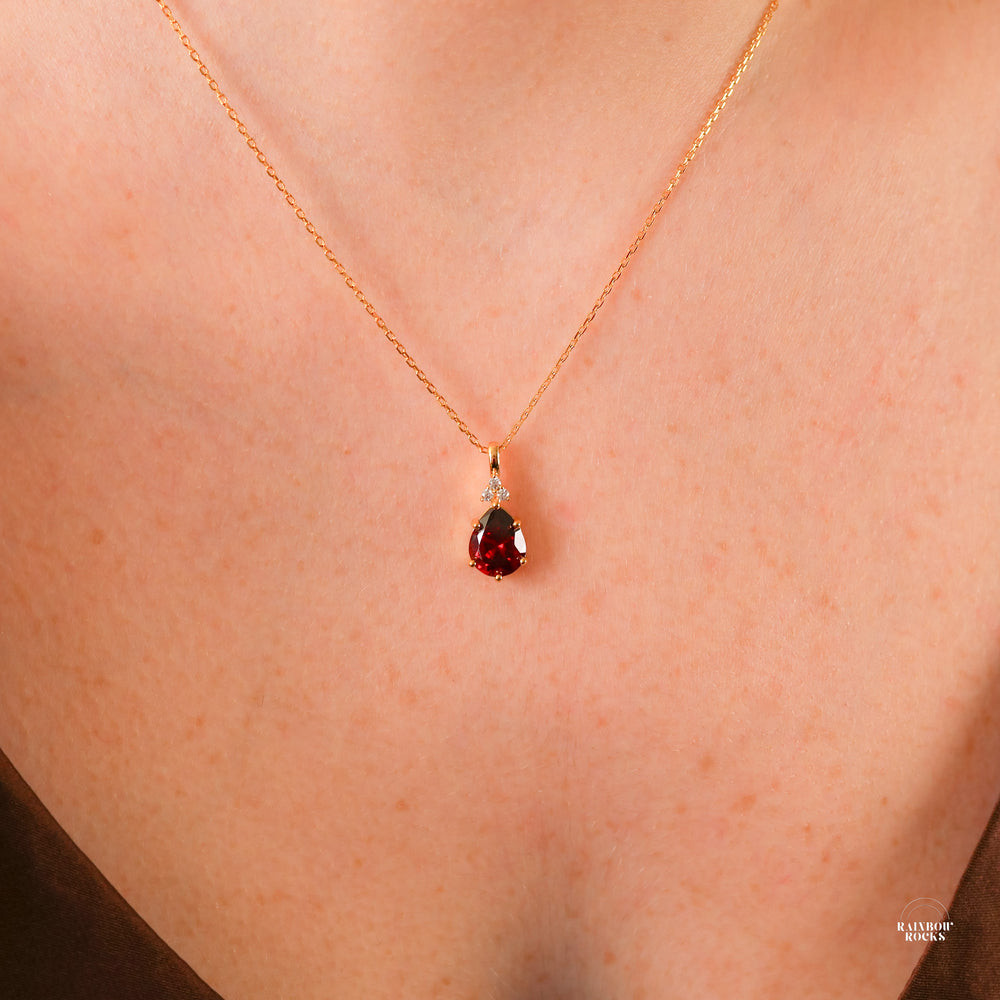 Layla Garnet CZ Necklace - Rainbow Rocks Jewellery