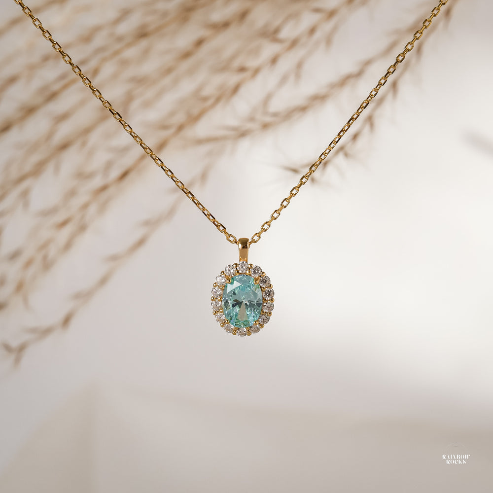 Odessa Aquamarine Birthstone Necklace 14K Gold Vermeil - Rainbow Rocks Jewellery