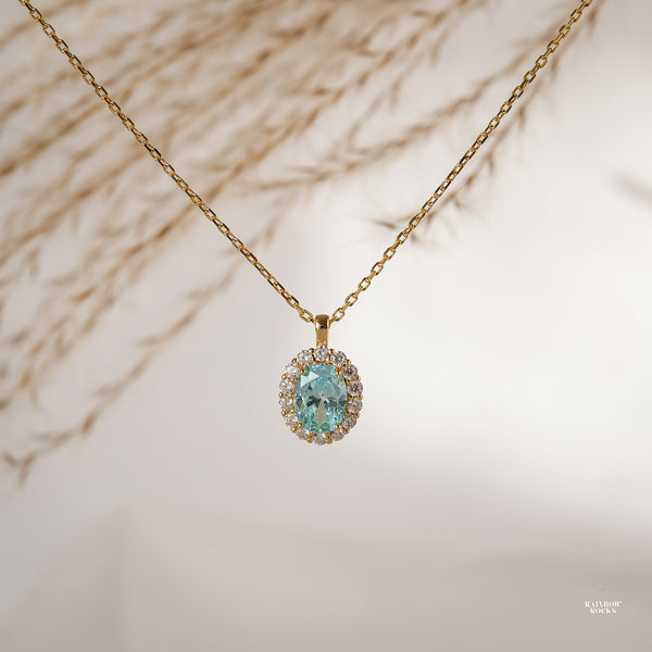Odessa Aquamarine Birthstone Necklace 14K Gold Vermeil - Rainbow Rocks Jewellery