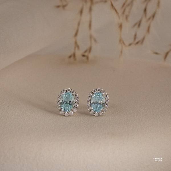 Odessa Aquamarine Stud Earrings 14K Gold Vermeil - Rainbow Rocks Jewellery
