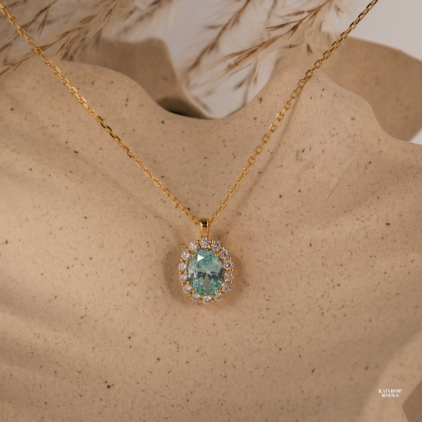 Odessa Aquamarine Birthstone Necklace 14K Gold Vermeil