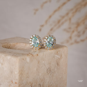 Odessa Aquamarine Stud Earrings 14K Gold Vermeil - Rainbow Rocks Jewellery