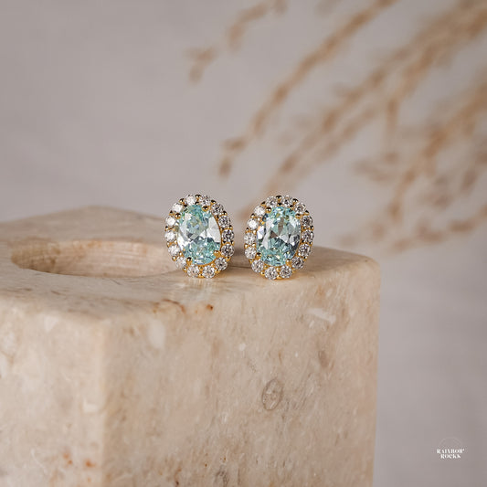 Odessa Aquamarine Stud Earrings 14K Gold Vermeil