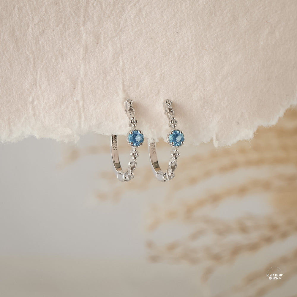 Holly Natural Blue Topaz Hoop Earrings - Rainbow Rocks Jewellery