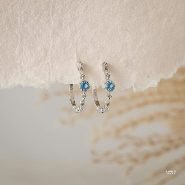 Holly Natural Blue Topaz Hoop Earrings - Rainbow Rocks Jewellery