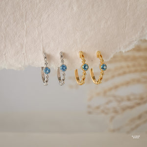 Holly Natural Blue Topaz Hoop Earrings - Rainbow Rocks Jewellery