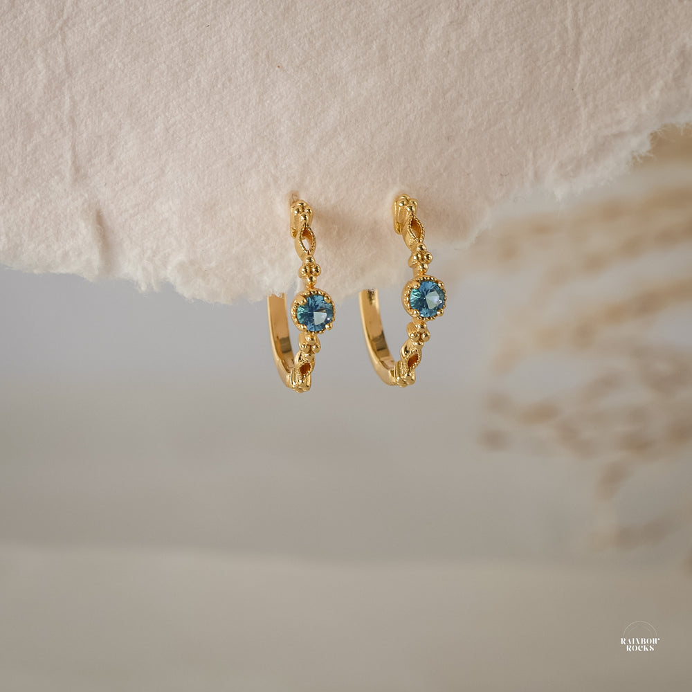 Holly Natural Blue Topaz Hoop Earrings - Rainbow Rocks Jewellery