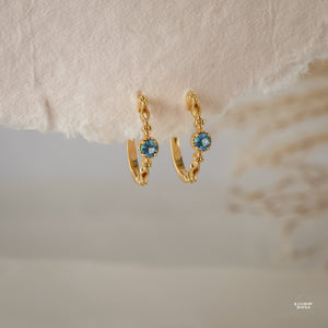 Holly Natural Blue Topaz Hoop Earrings - Rainbow Rocks Jewellery