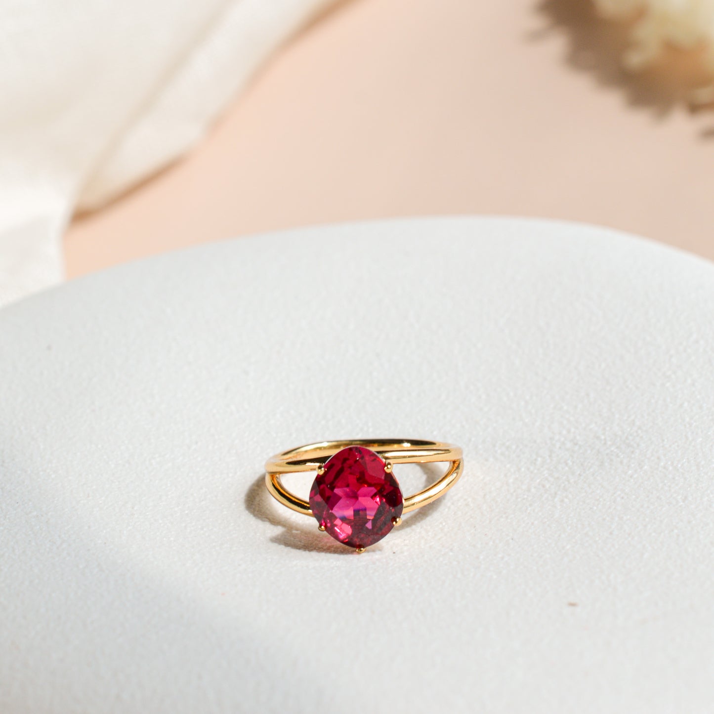 Faceted Ruby Ring Gold Vermeil