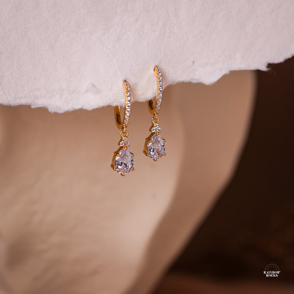 Layla Diamond Cz Hoop Earrings - Rainbow Rocks Jewellery