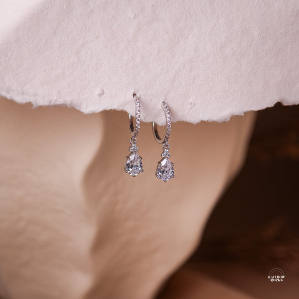 Layla Diamond Cz Hoop Earrings - Rainbow Rocks Jewellery