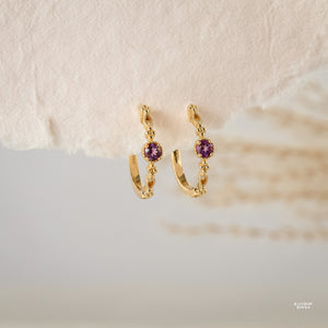 Holly Natural Amethyst Hoop Earrings - Rainbow Rocks Jewellery