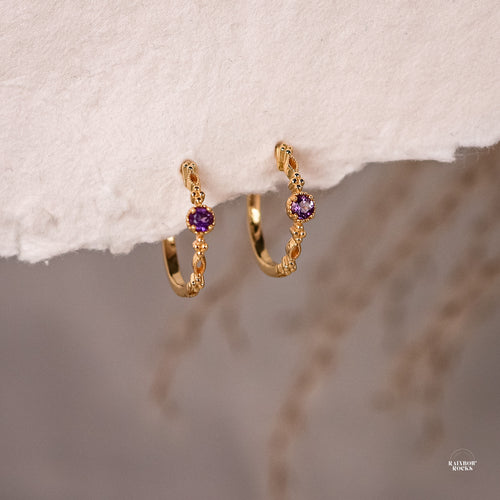 Holly Natural Amethyst Hoop Earrings - Rainbow Rocks Jewellery