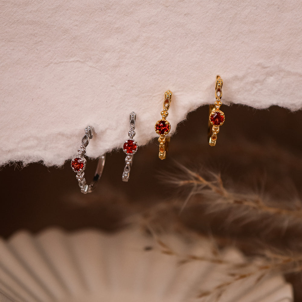 Holly Natural Garnet Hoop Earrings - Rainbow Rocks Jewellery