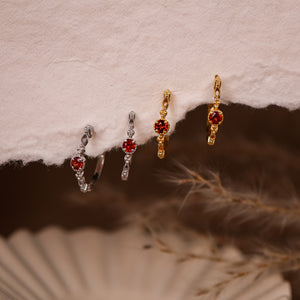 Holly Natural Garnet Hoop Earrings - Rainbow Rocks Jewellery