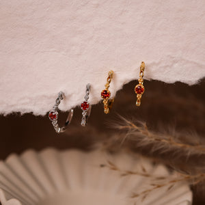Holly Natural Garnet Hoop Earrings - Rainbow Rocks Jewellery