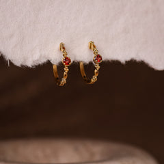 Holly Natural Garnet Hoop Earrings - Rainbow Rocks Jewellery