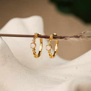Holly Natural Moonstone Hoop Earrings - Rainbow Rocks Jewellery