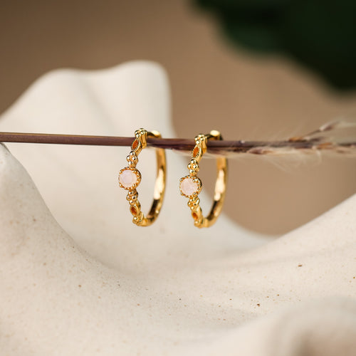 Holly Natural Moonstone Hoop Earrings - Rainbow Rocks Jewellery