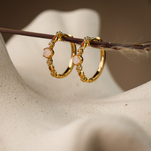 Holly Natural Moonstone Hoop Earrings - Rainbow Rocks Jewellery