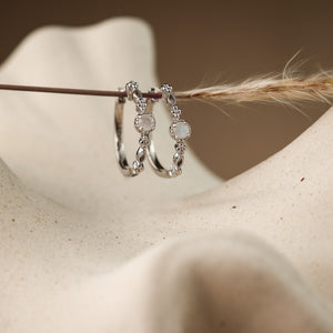 Holly Natural Moonstone Hoop Earrings - Rainbow Rocks Jewellery