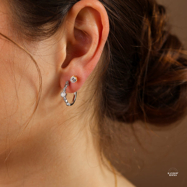 Holly Natural Moonstone Hoop Earrings - Rainbow Rocks Jewellery